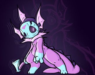 ambiguous_gender anthro axe hockey_mask mask melee_weapon simple_background solo sports_mask sportswear weapon dustyspaghetti friday_the_13th_(series) nintendo pokemon jason_voorhees nes_jason eeveelution generation_1_pokemon pokemon_(species) vaporeon