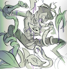 ambiguous_gender anthro bdsm bite blush bodily_fluids bondage bottomwear bound captured caressing caressing_crotch clothed clothing crying dominant dominant_ambiguous dripping drooling featureless_crotch fuzzy group helpless imminent_sex larger_male legs_held_open looking_down love_bite male male/ambiguous multi_eye nervous open_mouth open_smile oral oral_penetration partially_clothed penetration plant plant_sex pupils questionable_consent restrained restrained_arms restrained_by_tentacles restrained_legs restraints saliva sentient_plants sex size_difference skinny smaller_ambiguous smile spread_legs spreading submissive submissive_male surrounded suspended_via_tentacles suspension suspension_bondage tears tentacle_around_arm tentacle_around_leg tentacle_in_mouth tentacle_on_crotch tentacle_penetration tentacle_sex tentacles tentacles_around_arms tentacles_around_legs torn_bottomwear torn_clothing touching_crotch vine_bondage vine_tentacles vines white_pupils wide_eyed minkinkas hellaverse helluva_boss stolas_(helluva_boss) avian bird demon elemental_creature flora_fauna owl owl_demon plant_monster hi_res partially_colored sketch