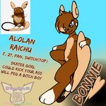 bangs female genitals nude pussy teats albinoraynedeer nintendo pokemon bonnie_the_raichu alolan_form alolan_raichu generation_7_pokemon pokemon_(species) regional_form_(pokemon) shiny_pokemon 1:1 absurd_res hi_res