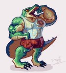 anthro barazoku big_muscles claws clothed clothing eyewear feet flexing huge_muscles lifeguard lifeguard_swimsuit male muscular muscular_anthro muscular_male open_mouth scales solo sunglasses tail toe_claws wet wet_body wet_clothing pinumontbalou league_of_legends riot_games tencent pool_party_renekton renekton crocodile crocodilian crocodylid reptile scalie digital_media_(artwork) low_res pixel_(artwork)