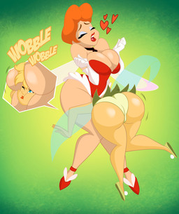 big_butt butt clothing duo eyes_closed female insect_wings leotard mouth_closed open_mouth wings grimphantom peter_pan red_hot_riding_hood tinker_bell_(disney) human humanoid mammal winged_humanoid digital_drawing_(artwork) digital_media_(artwork) full-length_portrait hi_res portrait