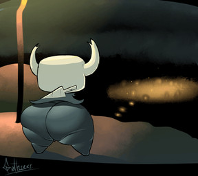2_horns backsack balls barely_visible_genitalia barely_visible_penis big_butt biped bottom_heavy butt clothing crossgender genitals horn huge_butt huge_hips huge_thighs hyper hyper_butt hyper_hips hyper_thighs male melee_weapon nail_(weapon) outside penis shortstack shortstack_male small_balls small_penis solo standing thick_thighs weapon weapon_on_back wide_hips g0th1cc hollow_knight_(franchise) team_cherry the_knight_(hollow_knight) arthropod humanoid vessel_(species) 2026 animated digital_media_(artwork) hi_res