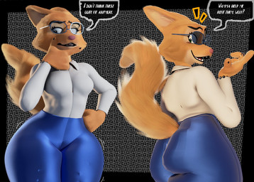 anthro big_butt blue_bottomwear blue_clothing blue_pants bottomwear butt clothing eyewear female fluffy fluffy_tail fur glasses huge_butt jewelry looking_back orange_body orange_fur pants shirt solo sunglasses tail talking_to_another talking_to_viewer tight_clothing topwear white_clothing white_shirt white_topwear anaroth dreamworks the_bad_guys diane_foxington canid canine fox mammal 3d_(artwork) digital_media_(artwork) hi_res