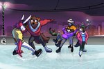 anthro christmas_decorations city city_background clothing hat headgear headwear holding_partner ice ice_skating ice_skating_rink male male/male male_anthro night size_difference skating snow sunglasses_on_face winter thekinkybear greg_shepherd gunther_caxias jesse_bern_(thekbear) johnny_bunny logan_bern_(thekbear) oswald_eastwood_(thekbear) bernese_mountain_dog bovid canid canine canis caprine domestic_dog german_shepherd herding_dog lagomorph leporid mammal mastiff mixed_breed molosser mountain_dog pastoral_dog rabbit rottweiler sheep swiss_mountain_dog absurd_res hi_res