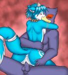 2017 5_fingers abstract_background anthro anthro_on_anthro anus avian balls blue_body blue_fur blue_hair blush bodily_fluids breasts canid canine collar collar_only countershading duo embrace erection eyes_closed falco_lombardi female female_penetrated fingers fox fur genital_fluids genitals hair hug krystal_(star_fox) male male/female male_penetrating male_penetrating_female mammal mcsadat nintendo nude open_mouth penetration penile penile_penetration penis penis_in_pussy perineum pussy raised_tail sex side_boob smile star_fox tail teeth tongue vaginal vaginal_fluids vaginal_penetration white_body white_countershading white_fur