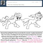 1:1 angry bitterplaguerat black_and_white crown dialogue diamond_tiara_(mlp) duo earth_pony english_text equid equine female friendship_is_magic hasbro headgear horn horse mammal monochrome my_little_pony mythological_creature mythological_equine mythology pony ruby_pinch_(mlp) running scared text tiara unicorn