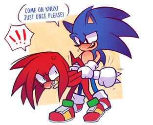 angry anthro arm_grab arm_pull bent_over blush clothing dialogue duo exclamation_point footwear forced from_behind_position gloves grin handwear imminent_sex male male/male prison_guard_position questionable_consent sex shoes smile standing text arepakarma sega sonic_the_hedgehog_(series) knuckles_the_echidna sonic_the_hedgehog echidna eulipotyphlan hedgehog mammal monotreme english_text