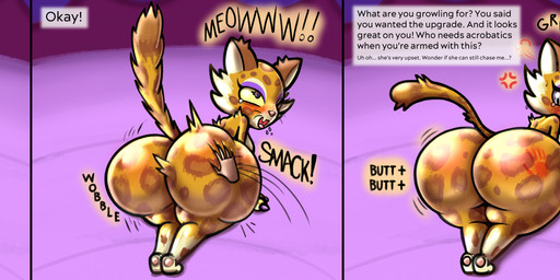 animal_noises anthro big_butt bubble_butt butt butt_expansion butt_slap countershading expansion female fur huge_butt markings meow orange_body presenting presenting_hindquarters slap solo spank_marks spanking spots spotted_body spotted_fur text thick_thighs wide_hips magicwritings kirby_(series) kirby_and_the_forgotten_land nintendo clawroline felid feline leopard mammal pantherine 2022 absurd_res english_text hi_res