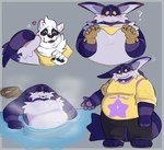 anthro belly blush clothing embarrassed fur gloves handwear heart_symbol hot_tub kissing_cheek male male/male overweight purple_body purple_fur striped_body striped_fur stripes thong underwear yellow_sclera newtmoss sega sonic_the_hedgehog_(series) big_the_cat hi_res