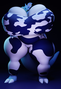 animal_print anthro big_breasts blue_background blue_body blue_eyes breast_squish breasts clothing cow_print female huge_breasts hyper hyper_breasts looking_at_viewer mature_female simple_background smile solo squish thick_thighs tight_clothing darkdraketom nintendo pokemon generation_1_pokemon nidoqueen pokemon_(species) 3d_(artwork) black_and_blue blender_(artwork) digital_media_(artwork) hi_res monochrome