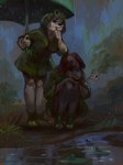 anthro big_breasts breasts ching_shih clothed clothing duo female female/female puddle raining pinguinolog the_princess_jessie amphibian bear fish frog giant_panda mammal marine shark absurd_res hi_res