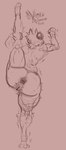 accessory anal_hair anthro anus big_butt butt butt_focus female flexible fluffy genitals hair_accessory hair_tie hairy_pussy huge_butt leg_in_air muscular muscular_female on_one_leg presenting presenting_anus presenting_hindquarters presenting_pussy pubes pussy solo standing tiptoes wobble sebastian_almric jasmine_(sebastian_almric) domestic_cat felid feline felis mammal hi_res