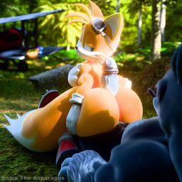 aircraft airplane anthro biceps big_butt big_chest big_muscles big_pecs big_penis blue_body blue_eyes blue_fur bodily_fluids butt chest_tuft cleats clothed clothing cum detailed_background duo erection eyewear eyewear_on_head femboy fingers footwear forest forest_background fur genital_fluids genitals gloves goggles goggles_on_head hair handwear headgear hot_dogging huge_butt huge_muscles huge_pecs huge_penis humanoid_genitalia humanoid_penis looking_back machine male male/male miles_electric multi_tail multicolored_body multicolored_hair muscular muscular_anthro muscular_male nature nature_background nude outside outside_sex pecs penis plant sex shoes smile socks tail text thick_thighs tornado_(aircraft) tree tuft two_tone_body vehicle white_body white_fur wide_hips yellow_body yellow_fur kawa_the_asparagus sega sonic_the_hedgehog_(series) sonic_unleashed miles_prower sonic_the_hedgehog sonic_the_werehog animal_humanoid canid canine canis eulipotyphlan fox hedgehog humanoid mammal mammal_humanoid werecreature wereeulipotyphlan werehog 1:1 3d_(artwork) absurd_res digital_media_(artwork) hi_res
