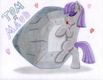 duo eyes_closed female hair heart_symbol purple_hair text tongue tongue_out the1king friendship_is_magic hasbro my_little_pony maud_pie_(mlp) tom_(mlp) earth_pony equid equine horse mammal pony 2014 traditional_media_(artwork)