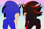 anthro blue_body blue_fur butt clothing duo fur gloves handwear male male/male quills_(anatomy) duckyeah sega sonic_the_hedgehog_(series) shadow_the_hedgehog sonic_the_hedgehog eulipotyphlan hedgehog mammal hi_res