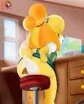 anthro anus clothing crowning_feces feces feces_in_ass female female_pooping looking_back office pooping raised_tail scatplay smile solo tail turtleheading moon_pearl succubi_samus animal_crossing nintendo isabelle_(animal_crossing) canid canine canis domestic_dog mammal absurd_res hi_res