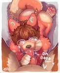anthro bodily_fluids butt cum cum_drip dripping duo fellatio femboy first_person_view fur genital_fluids genitals hair male male/male male_pov nude oral penile penis sex simple_background tail view_from_above akeshitanaki canid canine canis domestic_dog mammal raccoon_dog shiba_inu spitz tanuki absurd_res hi_res