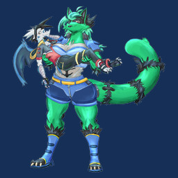 anthro artist_glove athletic athletic_female bandeau belt big_breasts black_hair bottomwear breasts bridal_carry brown_eyes carrying_another claws clothed clothing confident_female cropped_hoodie cropped_jacket denim denim_bottomwear denim_clothing denim_shorts dragon_wings duo emblem female female_carrying_male finger_claws footwear fur green_body green_fur hair heart_(marking) high_heels jeans larger_female lipstick long_tail makeup male markings multicolored_hair pants pockets purple_eyes romantic romantic_couple sandals shirt shoes shorts simple_background size_difference straps tail tank_top toe_claws toeless_footwear topwear transparent_background wide_hips wings yellow_sclera zipper mitch-kun_(artist) nintendo pokemon bille_(mitch-kun) fan_character mitch-kun_(mitch-kun) generation_3_pokemon generation_7_pokemon incineroar latios legendary_pokemon pokemon_(species) 1:1 alpha_channel colored digital_media_(artwork) hi_res shaded