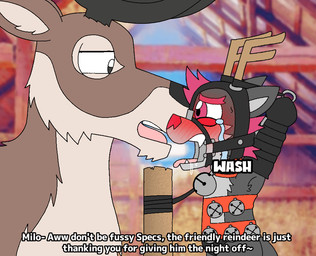 anthro anthro_on_feral antlers armbinder bell bell_collar bell_harness bestiality bestiality_kiss binder_(restraint) blush bodily_fluids bondage_gear brown_body brown_fur collar crying dominant dominant_feral drooling duo fake_antlers fake_horns feral forced forced_kiss forced_open_mouth french_kissing fur gag grey_body grey_fur hair halter harness harness_gag harness_ring_gag holidays horn humiliation kissing larger_feral leash licking licking_inside licking_mouth makeout male male/male open_mouth pink_eyes pink_hair posture_collar restraints ring_gag saliva size_difference smaller_anthro sweat tears teeth tongue tongue_out lillyluvmonster christmas canid canine canis deer mammal new_world_deer reindeer wolf animated