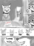 2016 3:4 anthro canid canine child comic disney fox fur greyscale male mammal monochrome nick_wilde red_fox speech_bubble standing true_fox vensicle young zootopia