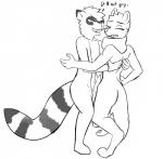 /fur/ 8chan anonymous_artist anthro bushy_(8chan) canid canine dialogue digitigrade duo english_text erection eye_markings fox frottage genitals hi_res in_denial male male/male mammal markings monochrome nate_(8chan) nude penile penis plantigrade procyonid raccoon scarf sex simple_background standing striped_markings striped_tail stripes swordfighting tail tail_markings tapering_penis text white_background