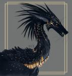 amber_eyes ambiguous_gender black_body black_fur feathers feral fur open_mouth simple_background solo teeth tongue nukerooster arch_(nukerooster) 2018 digital_media_(artwork) male_(lore)