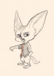 3_toes anthro barefoot claws clothed clothing countershade_feet countershading feet fur gesture hand_gesture male plantigrade solo thumbs_down toes mortic_ox disney zootopia finnick_(zootopia) canid canine fennec_fox fox mammal true_fox