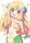 blonde_hair blue_eyes blush bow_ribbon breasts fangs female hair hearth long_hair looking_at_viewer navel nude open_mouth simple_background solo teeth ransu_33 dropkick_on_my_devil! jashin-chan animal_humanoid humanoid reptile reptile_humanoid scalie scalie_humanoid snake snake_humanoid hi_res