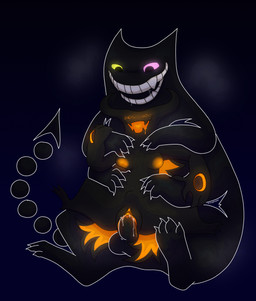 abdominal_bulge anthro black_body black_fur bodily_fluids cum cum_in_vagina cum_inside dark_body dark_fur duo eyeless female feral fur genital_fluids glowing glowing_markings heterochromia male male/female markings multi_arm multi_limb penetration saliva saliva_string segmented_tail size_difference smaller_penetrated stigmata stippledipped deltarune undertale_(series) friend_(deltarune) shadow_mantle_(deltarune) felid mammal unknown_species absurd_res hi_res