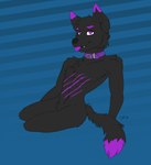 anthro collar male nude relaxing solo tongue tongue_out deerpup wuffywufferson canid canine canis mammal wolf hi_res