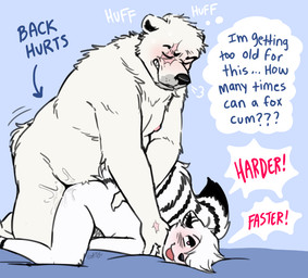age_difference anal anthro anthro_on_anthro anthro_penetrated anthro_penetrating anthro_penetrating_anthro ass_up bed begging begging_for_more blush bodily_fluids breath butt cum cum_in_ass cum_inside dialogue duo ear_piercing exhausted eyebrows eyes_closed fucked_silly furniture genital_fluids hair hair_over_eye heart_eyes heart_symbol implied_orgasm interspecies larger_male looking_pleasured lying male male/male male_penetrated male_penetrating male_penetrating_male mature_male narrowed_eyebrows nipples nude obscured_anal obscured_penetration obscured_sex older_male on_bed orgasm orgasm_face overweight overweight_male panting penetration piercing raised_eyebrows raised_tail scar scars_all_over sex size_difference student tail teacher teacher_and_student text younger_penetrated spudnikmutt kenny_(spudnikmutt) mr._oswald_(spudnikmutt) arctic_fox bear canid canine fox mammal polar_bear true_fox ursine digital_media_(artwork) english_text adult_(lore) trans_(lore) trans_man_(lore)