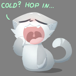 anthro belly blush fangs female fluffy fur open_mouth oral_vore simple_background solo tail teeth text tongue tongue_out uvula vore white_body white_fur k_o_tsitraeht zoe_(zoeandtom) 1:1 absurd_res digital_media_(artwork) english_text hi_res