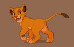 4_toes brown_eyes brown_tail_tuft feet feral fur happy male open_mouth orange_body orange_fur paws simple_background smile solo tail tail_tuft teeth toes tongue tuft yellow_sclera young young_feral kitchiki disney the_lion_king simba_(the_lion_king) felid lion mammal pantherine 2021 digital_media_(artwork)