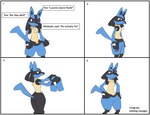 anthro border bottomwear butt clothing fur male pants shaving simple_background solo text white_border don'tcare4u 2024_pokemon_gigaleak game_freak nintendo pokemon generation_4_pokemon lucario pokemon_(species) comic english_text