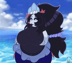 accessory anthro anthrofied areola beach beads bedroom_eyes belly big_breasts black_hair blue_eyes breast_drop breasts clothed clothing clothing_lift clown_nose eyes_closed female fur glistening glistening_body hair hair_accessory lipstick looking_at_viewer makeup narrowed_eyes navel nipples nude pink_nipples pokemorph seductive shirt shirt_lift slightly_chubby solo starfish_(accessory) topwear undressing white_body white_fur wide_hips miyang_draws! nintendo pokemon betty_(j-klouds) aquatic asterozoan echinoderm generation_7_pokemon mammal pinniped pokemon_(species) primarina seal starfish 2d_animation animated frame_by_frame hi_res signature