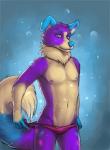 anthro clothing fur male nipples pose solo underwear free-opium puptart canid canine canis domestic_dog mammal digital_media_(artwork) hi_res pinup shaded