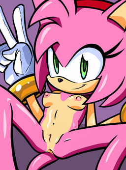 anus bonnet breasts butt clothing female genitals gesture hand_gesture headgear headwear looking_at_viewer nipples nude purple_background simple_background smile solo spread_legs spreading tail v_sign vulva randomguy999 sega sonic_the_hedgehog_(series) amy_rose eulipotyphlan hedgehog mammal absurd_res hi_res