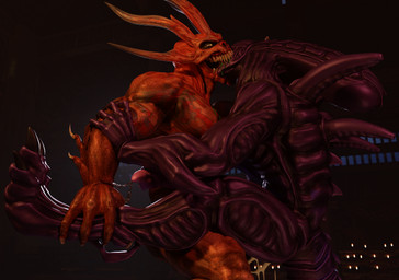 anal anthro claws duo eyeless french_kissing from_front_position kissing male male/male muscular penetration teeth outofnecessity alien_(franchise) alpha_(demon) snakehead404 alien demon xenomorph 3d_(artwork) digital_media_(artwork) hi_res
