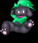 3_toes anthro black_body black_fur blush bottomless clothed clothing embarrassed eyewear featureless_crotch feet fur glasses hat headgear headwear male null pawpads paws pink_pawpads solo spread_legs spreading thick_thighs toes young young_anthro young_male cappuchino deltarune undertale_(series) ralsei bovid caprine goat mammal absurd_res alpha_channel hi_res