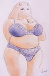 2_horns anthro belly big_belly big_breasts big_butt bra breasts butt clothing embarrassed female fingers floppy_ears fur hand_on_breast hands_behind_back horn huge_belly huge_breasts looking_at_viewer looking_down mature_anthro mature_female navel panties purple_bra purple_clothing purple_panties purple_underwear red_body simple_background slightly_chubby slightly_chubby_female smile smiling_at_viewer solo thick_thighs underwear white_body white_fur wide_hips ichinoseura undertale undertale_(series) toriel boss_monster_(undertale) bovid bovine caprine goat mammal hi_res