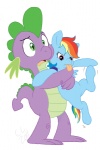 2011 anthro blue_body blue_feathers blue_fur cartoonlion dragon duo equid equine feathered_wings feathers female feral friendship_is_magic fur green_eyes hair hasbro male mammal multicolored_hair my_little_pony mythological_creature mythological_equine mythological_scalie mythology open_mouth pegasus purple_body purple_eyes rainbow_dash_(mlp) rainbow_hair scalie signature simple_background spike_(mlp) tail tongue tongue_out white_background wings young young_anthro