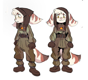 ambiguous_gender anthro belt biped clothing ear_markings eyebrows_(marking) fluffy fluffy_tail footwear fur gloves handwear head_tuft headgear headwear long_sleeve_shirt long_tail looking_aside looking_at_viewer markings open_mouth overalls shoes simple_background smile solo tail tail_markings tuft white_body white_fur yellow_eyes waackery ratchet_and_clank sony_corporation sony_interactive_entertainment fan_character unnamed_character lombax mammal digital_drawing_(artwork) digital_media_(artwork) hi_res