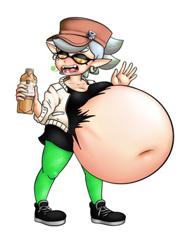 after_vore belly big_belly burping clothing female female_pred humanoid_pred oral_vore same_size_vore solo torn_clothing vore jaxbeef nintendo splatoon marie_(splatoon) animal_humanoid aquatic aquatic_humanoid cephalopod cephalopod_humanoid humanoid inkling mollusk mollusk_humanoid digital_media_(artwork) hi_res