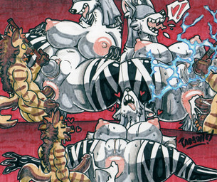 anal anal_penetration anthro antlers areola bodily_fluids breast_squeeze breasts cum cum_in_ass cum_inside duo electricity electrostimulation female fur genital_fluids genitals hair hand_on_breast holding_breast horn humanoid_genitalia humanoid_penis larger_female male male/female masturbation nipples penetration penis shocked side_boob size_difference smile spread_legs spreading squeezing teeth tongue tongue_out vaginal vaginal_masturbation vaginal_penetration vulva parasitedeath bloodborne fromsoftware sony_corporation sony_interactive_entertainment fan_character vicar_amelia beast_(bloodborne) canid canine hyena mammal monster 2022 hi_res traditional_media_(artwork)