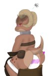 ambiguous_gender anthro bag bandeau belt_pouch big_butt blush brown_body brown_scales butt clothing duo eyes_closed facesitting female horn raised_tail rear_view scales short_stack sitting_on_another sitting_on_stump solo_focus spots tail topwear tree_stump kenshikitsupix dungeons_and_dragons hasbro wizards_of_the_coast anon piko_(simplifypm) human kobold mammal scalie absurd_res digital_media_(artwork) hi_res