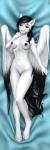 5_fingers anthro black_hair breasts dakimakura eyelashes feathered_wings feathers female fingers freckles genitals hair nipples nude purple_eyes pussy solo white_body white_feathers wings mykegreywolf hasbro my_little_pony mythology fan_character lamika equid equine mammal mythological_creature mythological_equine pegasus 2018 absurd_res dakimakura_design digital_media_(artwork) hi_res