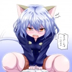 4_fingers angry blue_hair blush bodily_fluids bottomwear cat_tail clothed clothing doll_joints female fingers hair open_mouth orange_eyes pupils shirt shorts sitting slit_pupils solo sweat tail tail_motion tailwag topwear wavy_hair mosha hunter_x_hunter neferpitou animal_humanoid cat_humanoid chimera_ant felid felid_humanoid feline feline_humanoid humanoid mammal mammal_humanoid 1:1 2017