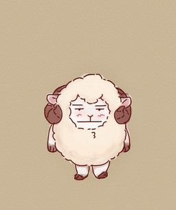 anthro blush blush_lines ears_down embarrassed feet fur horn looking_at_viewer male pivoted_ears solo standing white_body white_fur wool_(fur) reynard_goodfellow reynard_the_baa bovid caprine mammal sheep