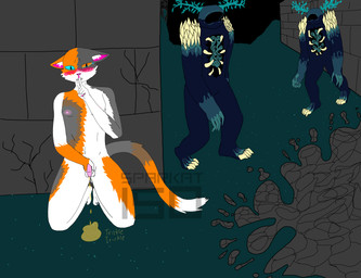 anthro blush bodily_fluids genital_fluids hiding male nipples nude omorashi peeing scared solo stealth_peeing stealth_wetting tears_of_desperation urine urine_drip sparkat150 microsoft minecraft mojang xbox_game_studios calico_cat domestic_cat felid feline felis mammal warden_(minecraft) hi_res
