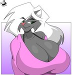 anthro big_breasts breasts cleavage clothed clothing female hair huge_breasts solo chrisandcompany kelsey_sienna mammal mephitid skunk absurd_res hi_res